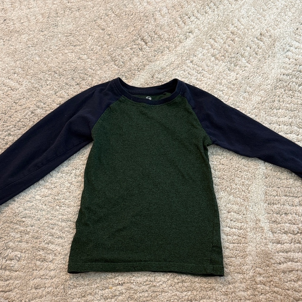Cozy Kids' Long Sleeve Shirt in Green and Navy